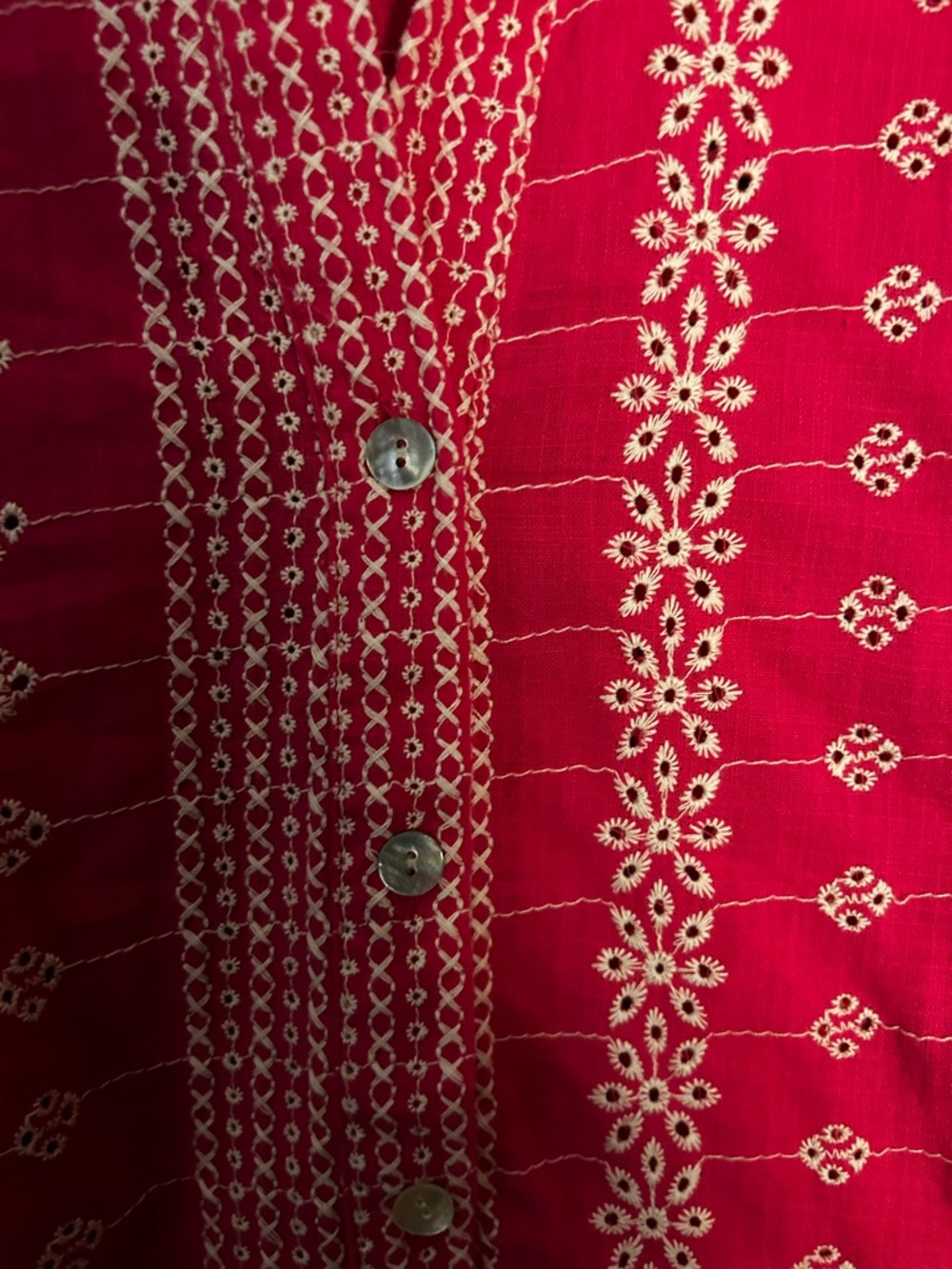 Zara Fuschia Embroidered Button-Up Shirt - Picture 7 of 8